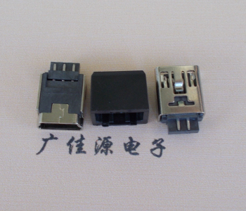 新疆MINI USB 5Pin接口 带护套焊线母座 B型180度铜壳