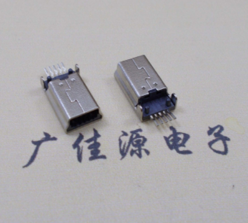 新疆MINI USB公头 5pin端子贴板带柱 10.7mm体长