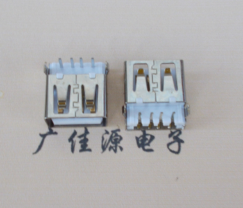 新疆USB母座接口 AF90度沉板1.9引脚4P插件白胶芯直边