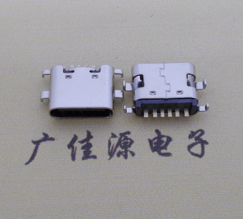 新疆简易充电type c6P母座沉板1.6mm接口